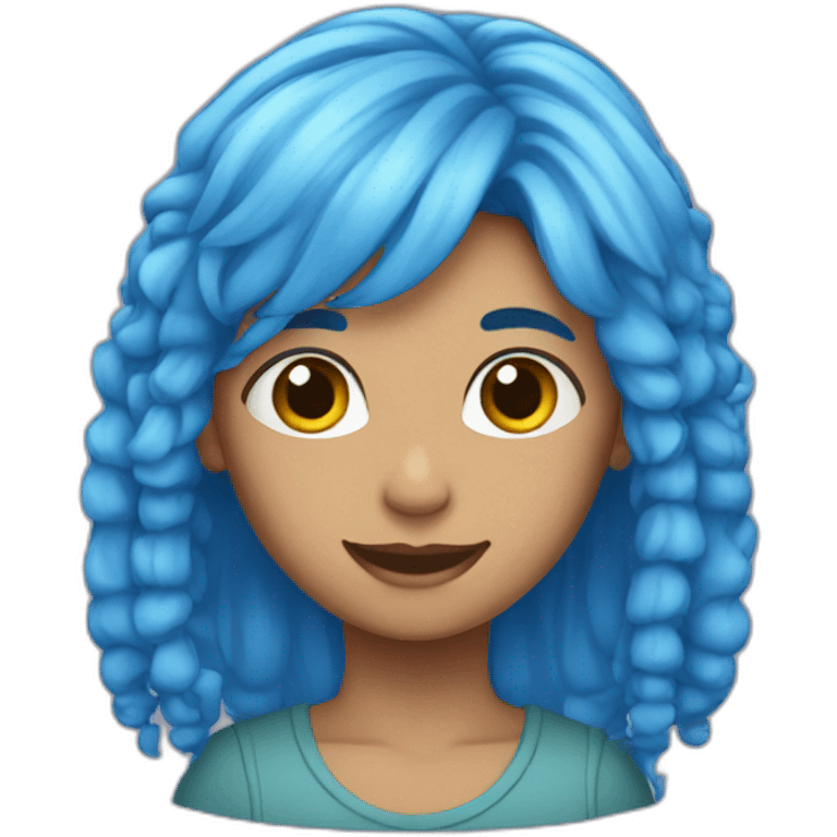 Blue hair with pronouns emoji