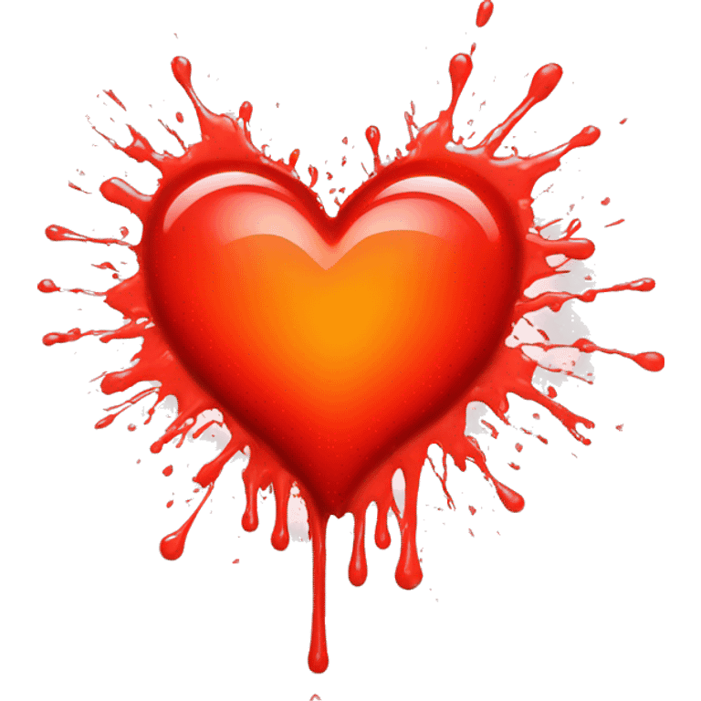 bleeding red heart glowing red-orange with splatter emoji