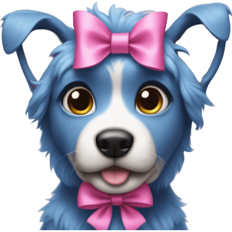 blue dog wearing a pink bow emoji