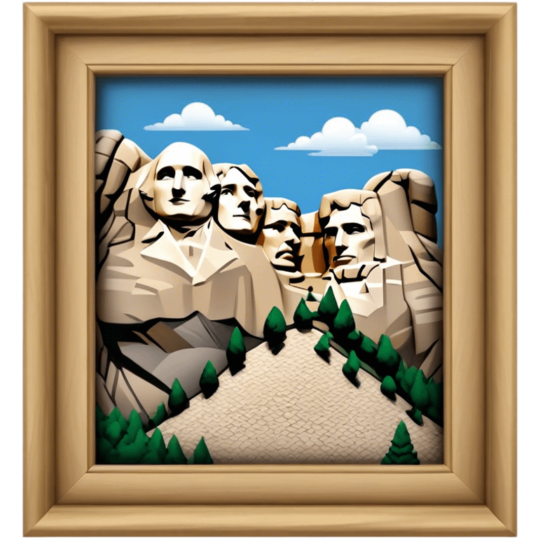 Cinematic Realistic Mount Rushmore Landmark Emoji, showcasing monumental carved presidential faces rendered with crisp textures and dynamic, historical lighting. emoji