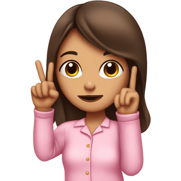 brunette girl sticking up middle finger in pink pyjamas  emoji