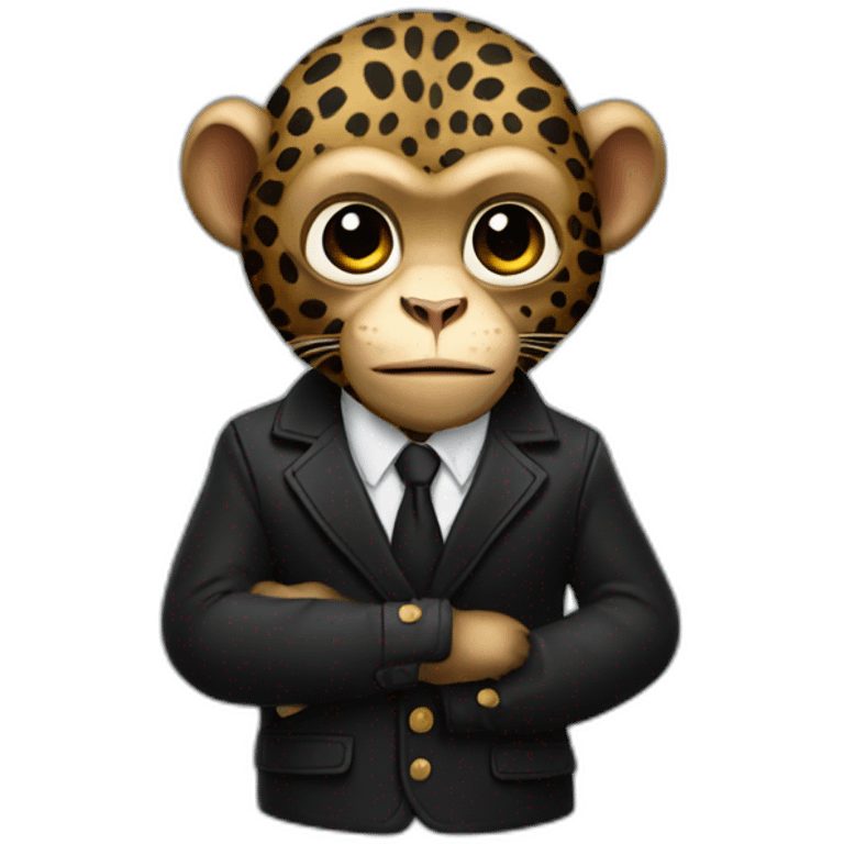 monkey leopard wearning a black jacket emoji