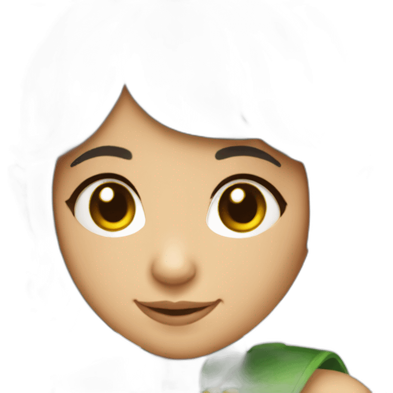 Brunette elf girl with bob haircut and sparkles emoji