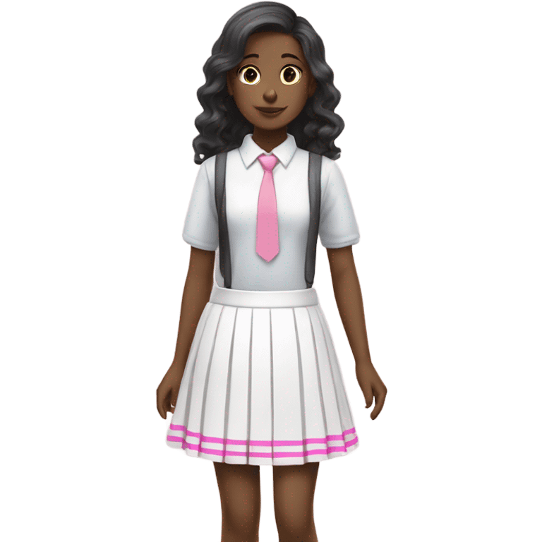 school uniform white skirt with pink pastel strips  emoji