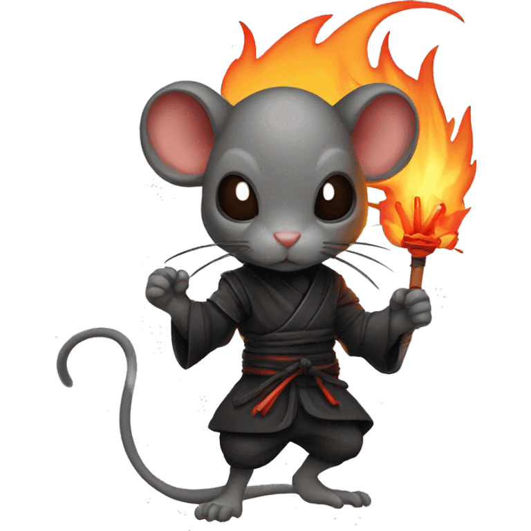 Ninja mouse with flames behind him emoji