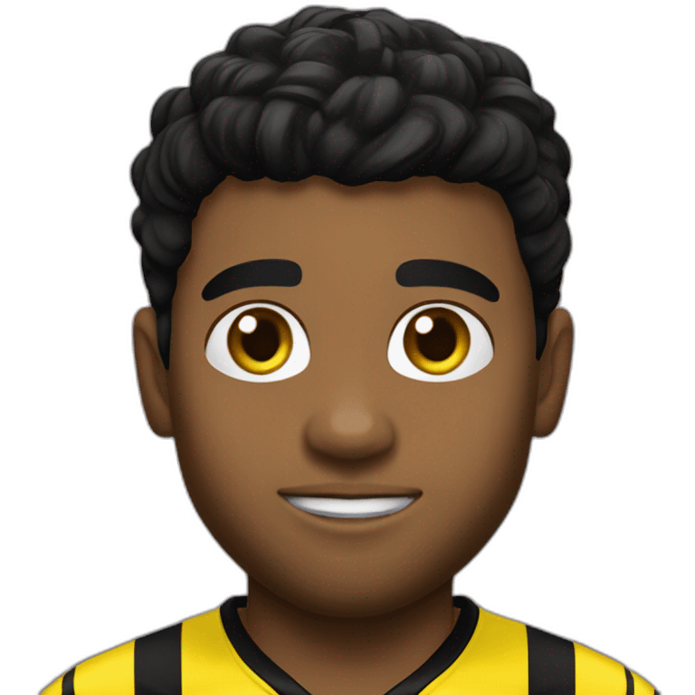 Borussia Dortmund player with brown skin a black Small goattee and short black hair emoji