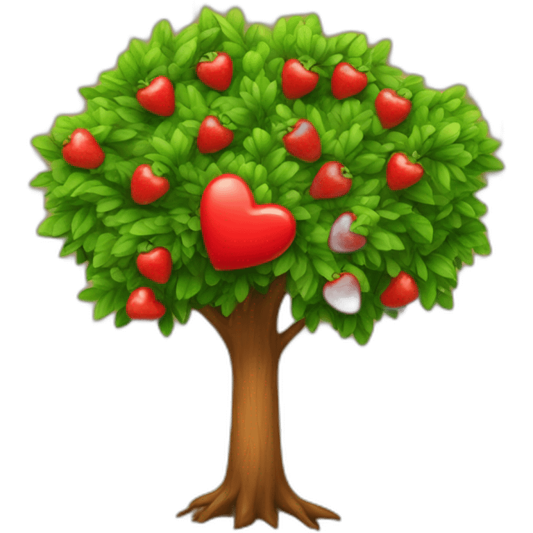 A tree whith wooden red heart fruits emoji