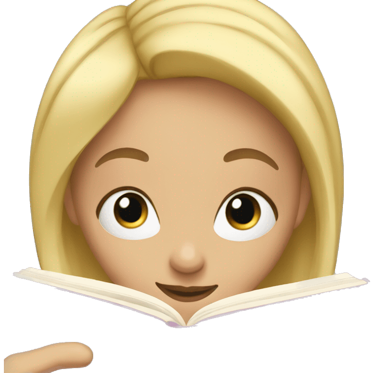 Girl reading a book with blonde hair emoji