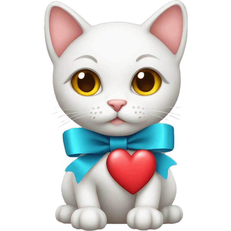 cat with ribbon with heart emoji