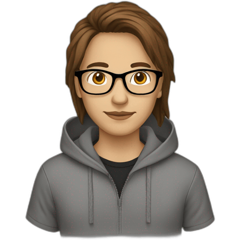 it specialist glasses brown hair hoodie emoji