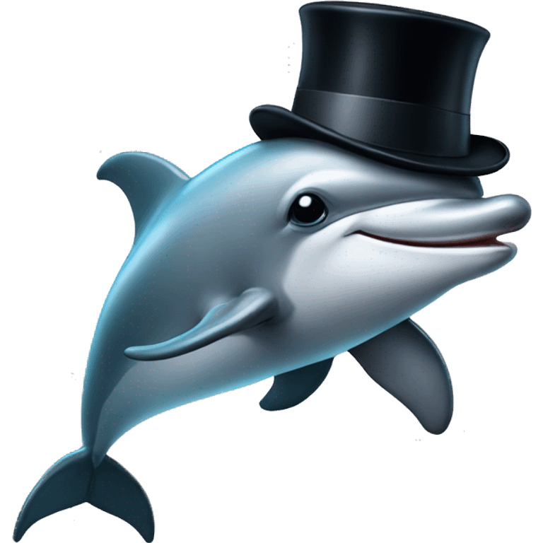 dolphin wearing a suit and top hat emoji