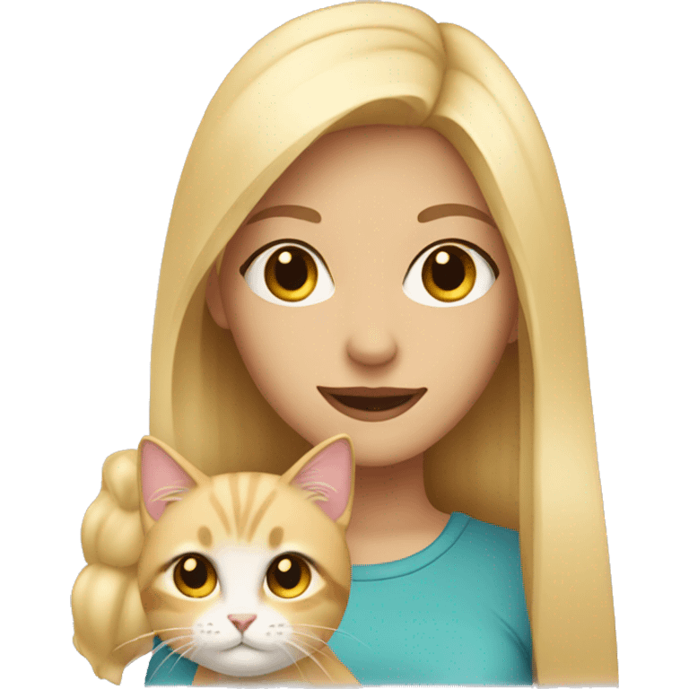 Blonde girl with a blonde cat emoji