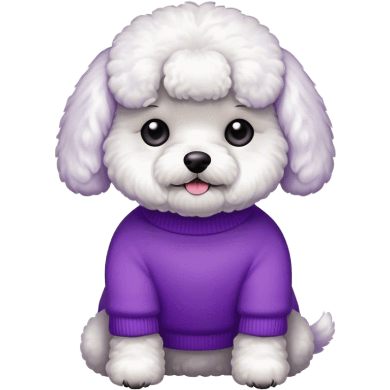 Bichon wearing a purple sweater emoji