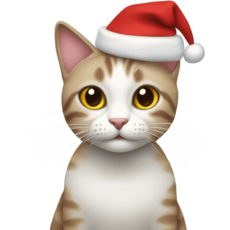 Cat with Christmas greeting emoji