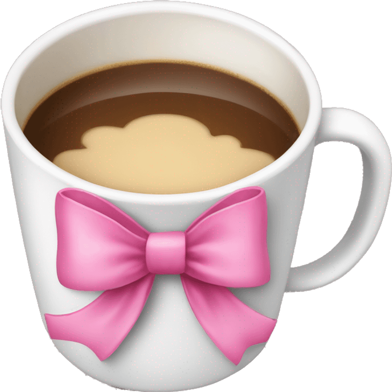 White cup with pink bow  filled with lattee emoji