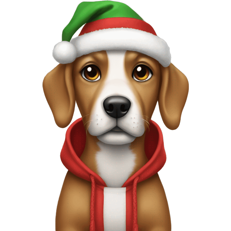 Dog wearing a Christmas hoodie  emoji