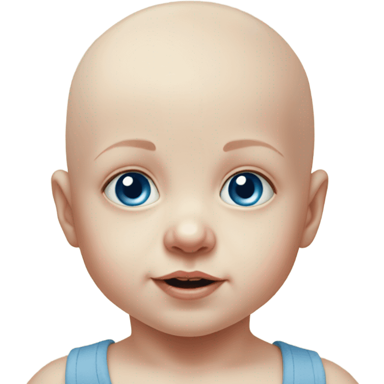 bald baby boy portrait realism blue eyes emoji