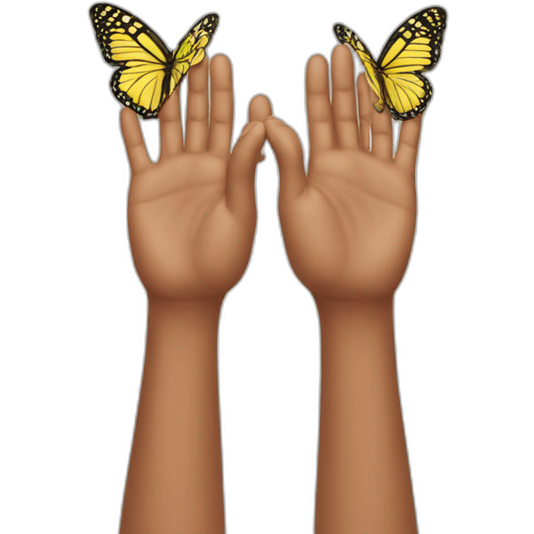 Two hands making a butterfly sign emoji