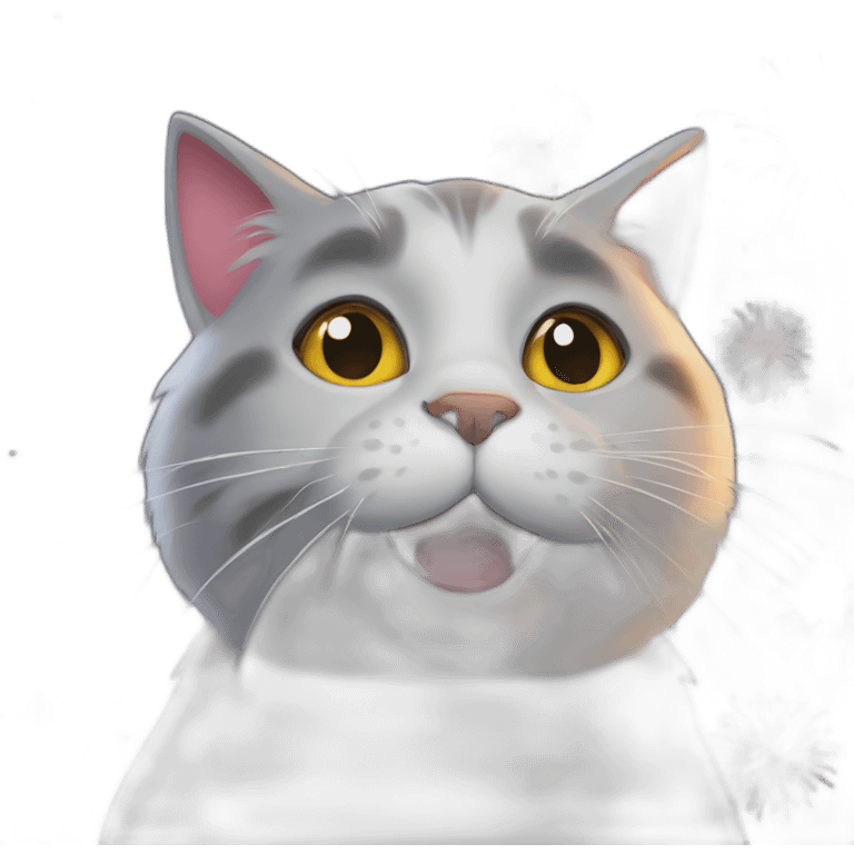 cat looking up fireworks emoji