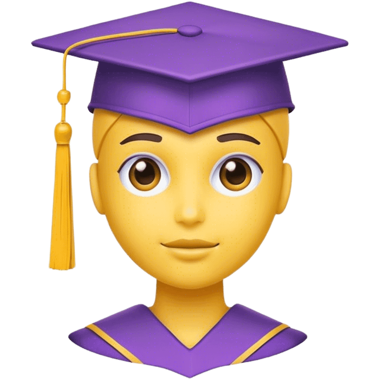 a cool ai chatbot with a graduation cap on , purple and yellow color emoji