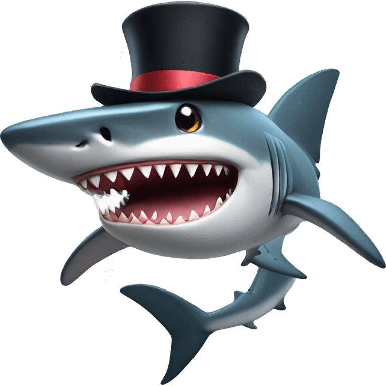 Shark with a top hat emoji