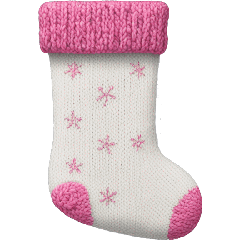 white and pink knit christmas stocking emoji