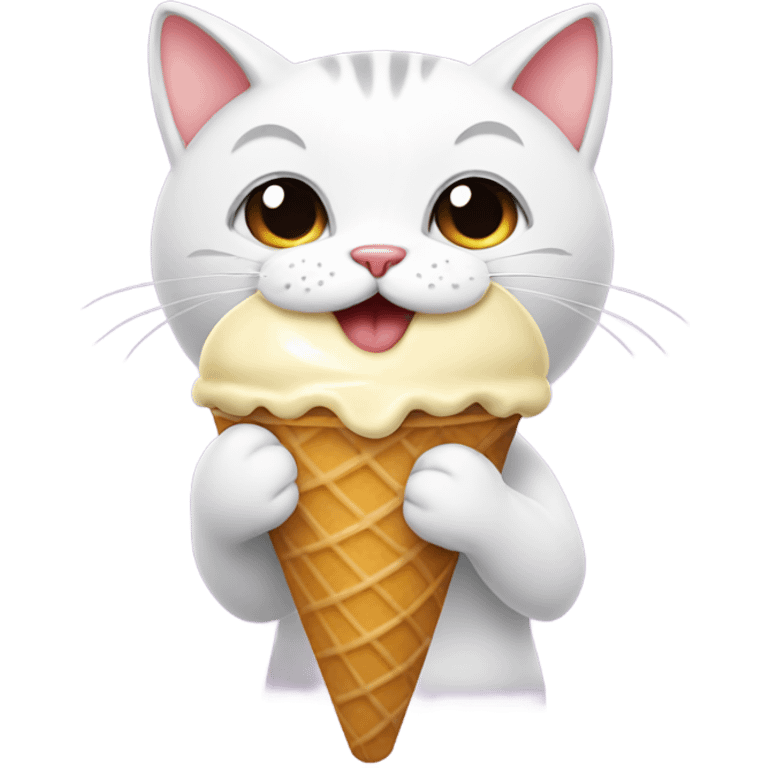 Cat eating ice cream emoji