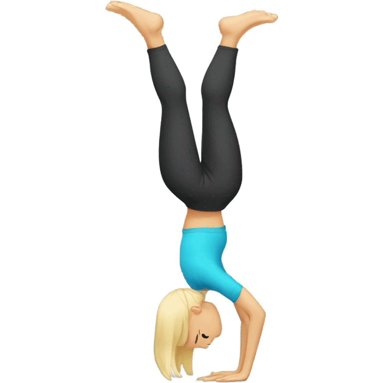 A blond girl who is doing a handstand emoji