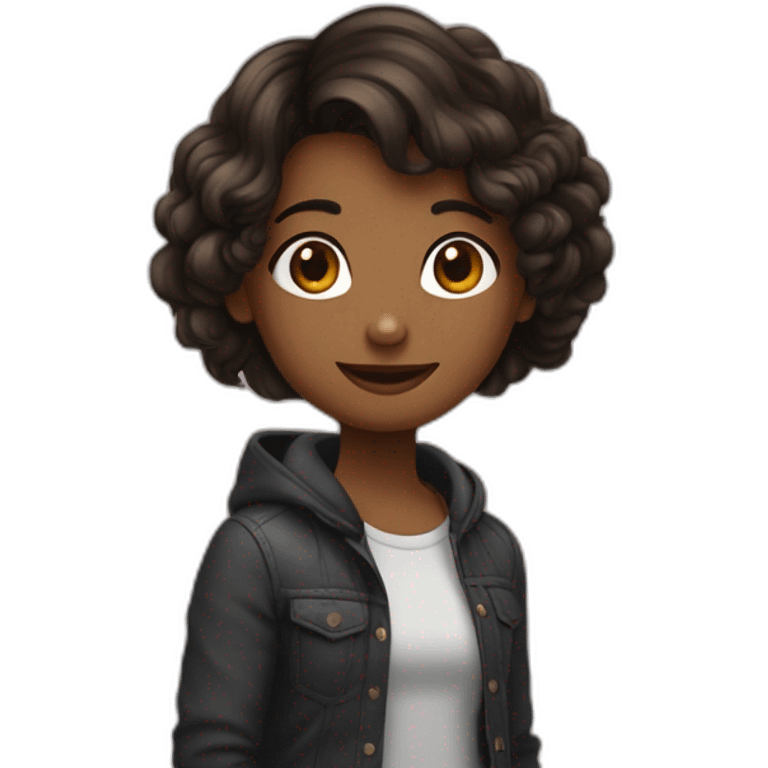 Amoureux une fille au cheveux noir et une fille au cheveux brun emoji