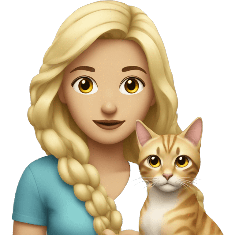 Blonde girl with exotic cat  emoji