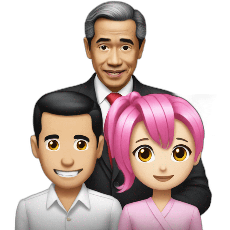 President Jokowi holding anime girl pink hair emoji