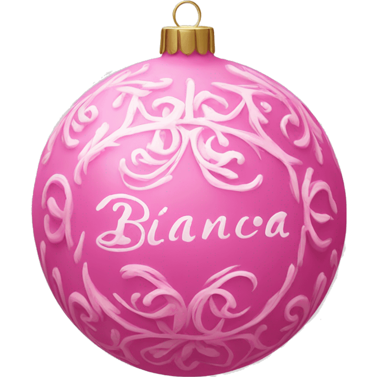 pink ornament with the name bianca on it in cursive emoji