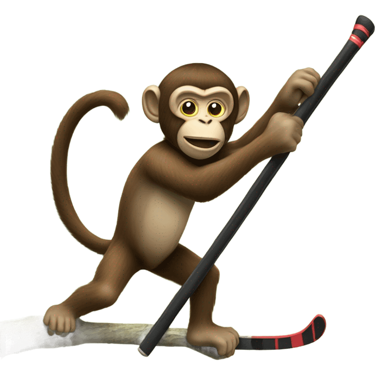 A monkey playing hockey in a tree emoji