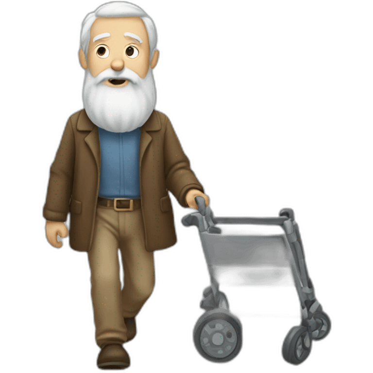 long bearded old man walking with walker emoji