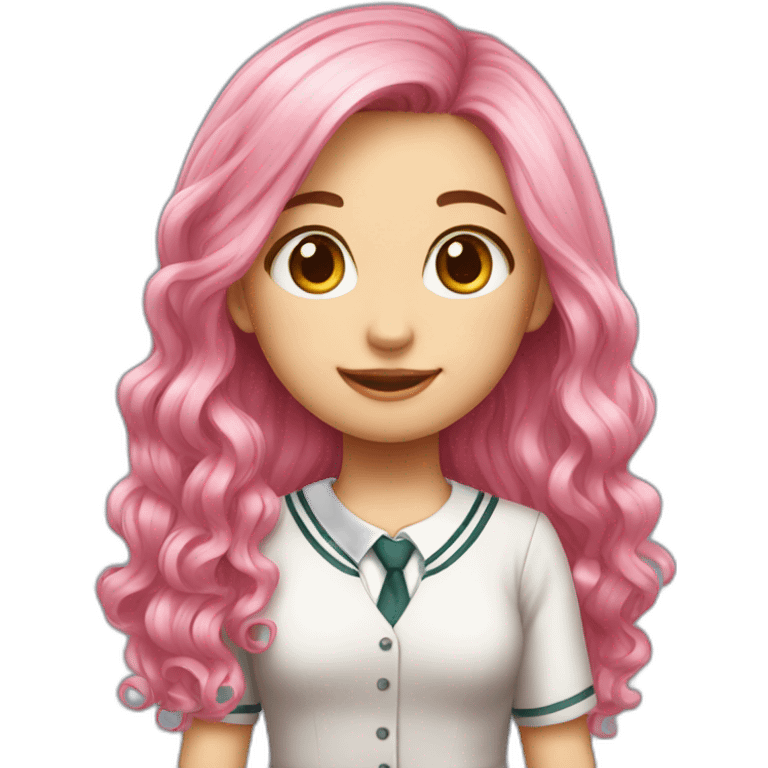 pink hair cute girl with school dress emoji