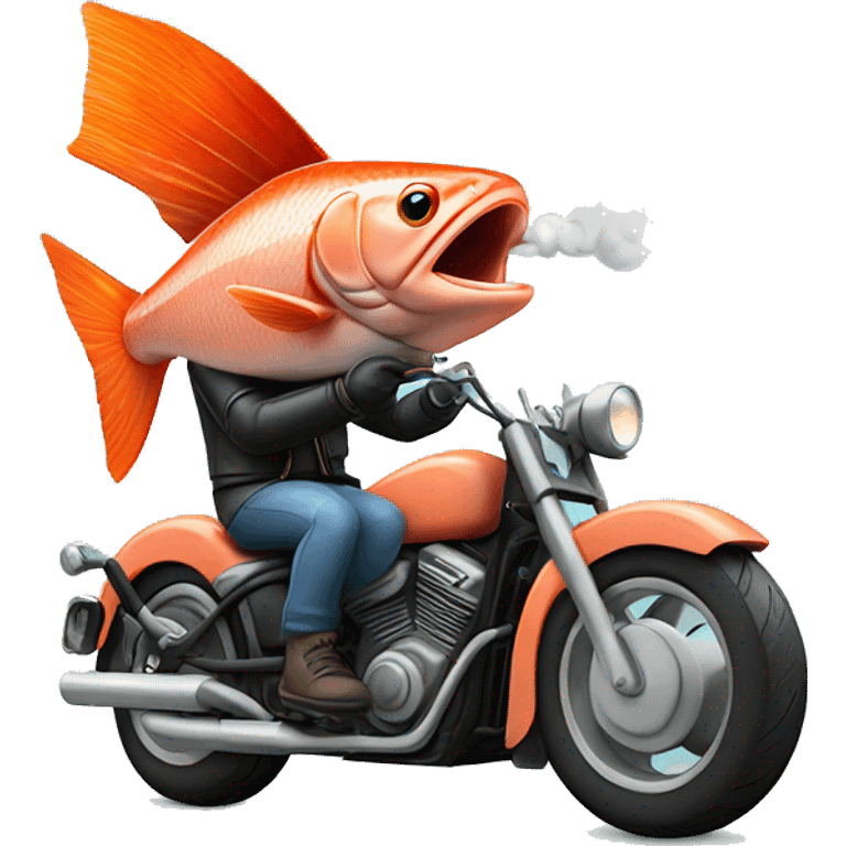 Salmon on a motorcycle smoking emoji