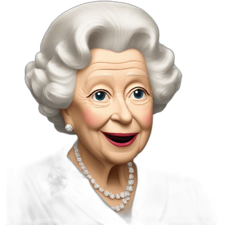 Queen Elizabeth II eating chips and gravy with Russell grant emoji