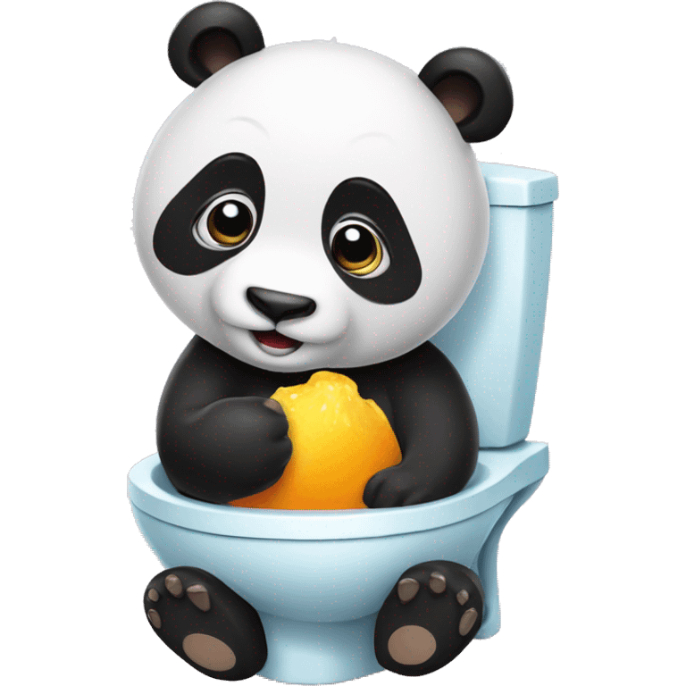 Un Panda sur des WC sourit emoji