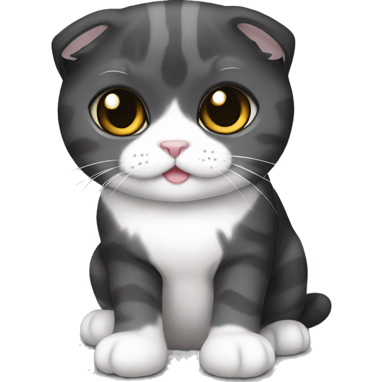 black and white scottish fold cat emoji