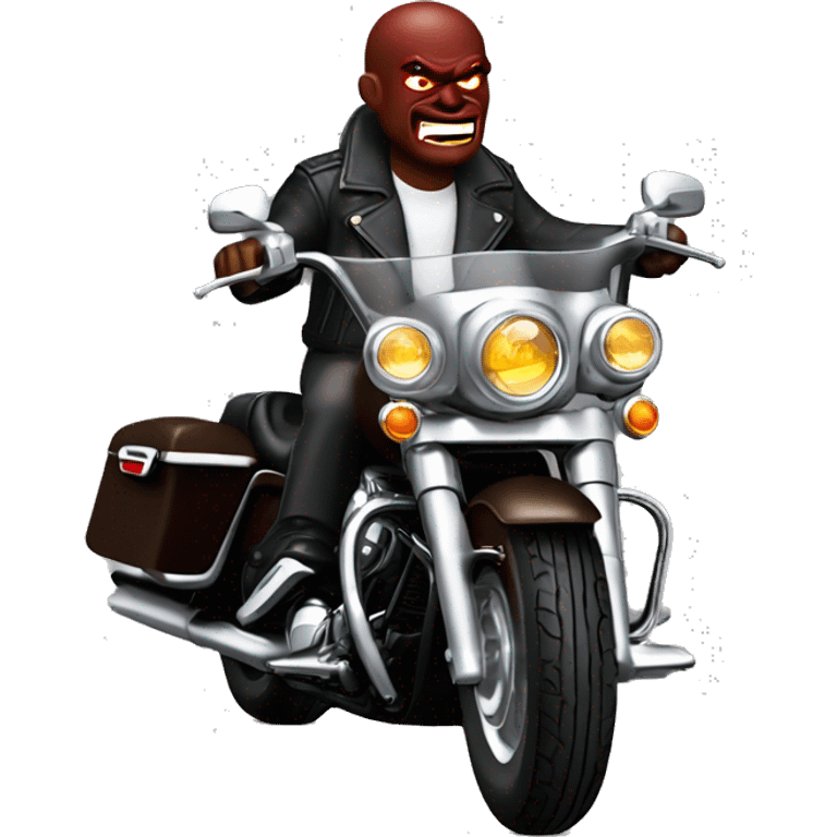 Devil riding a dark brown Electra Glide harley davidson  emoji