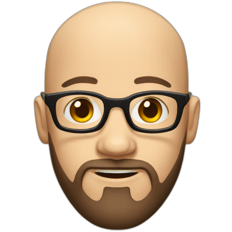 Bald webdesigner with glasses and little hair on the side, little brown beard emoji