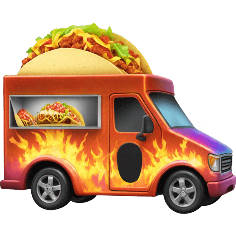 Fiery hot holographic hot wheel food taco hot salsa truck emoji