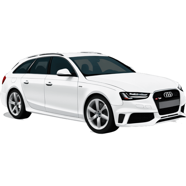 White Audi A4 avant with number plate „SL RS 404“ emoji