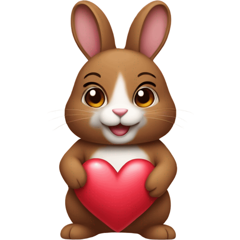 Brown dutch bunny holding a heart  emoji