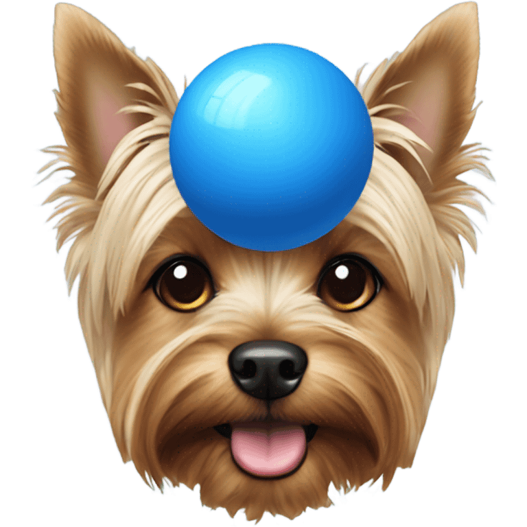 Yorkshire terrier with blue ball emoji