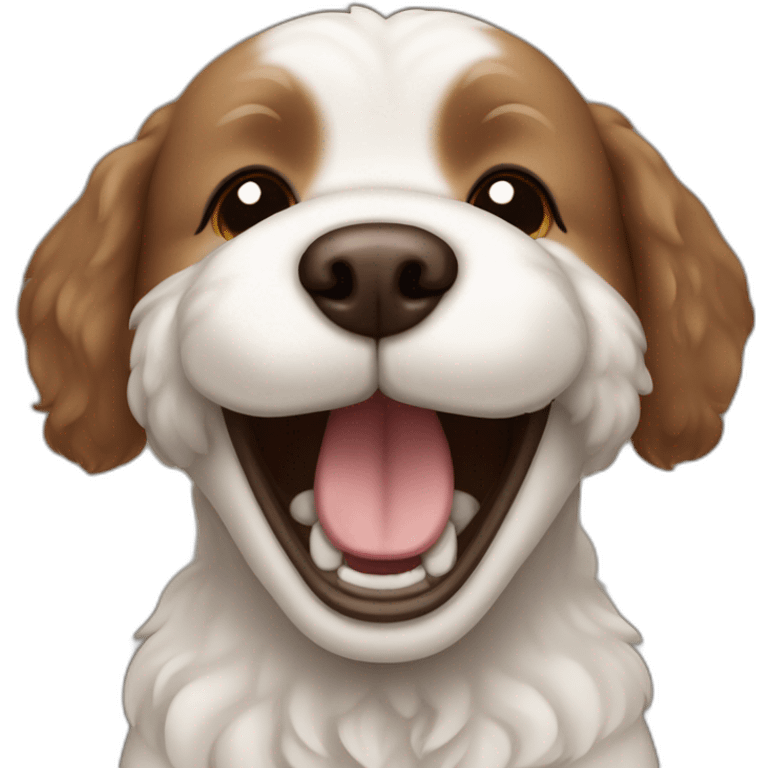 brown dog bichon laughing emoji