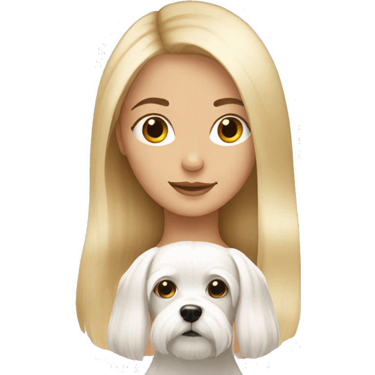 girl with blonde hair and a Maltese dog emoji