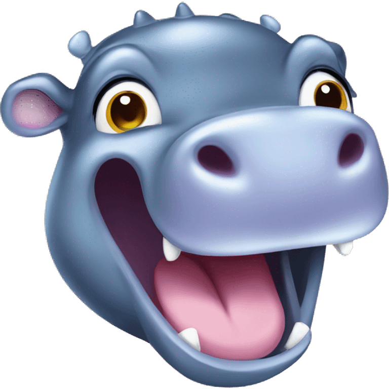 Shiny baby hippo screaming emoji