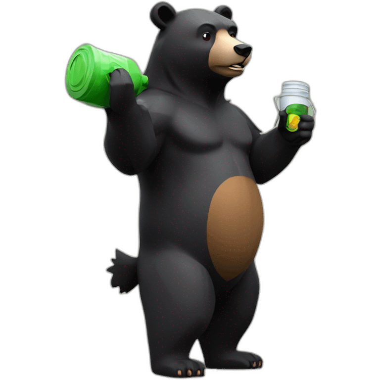 stand Lowpoly black bear with fuel  emoji