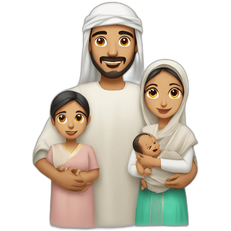 Arabian Dad,mom and little baby emoji